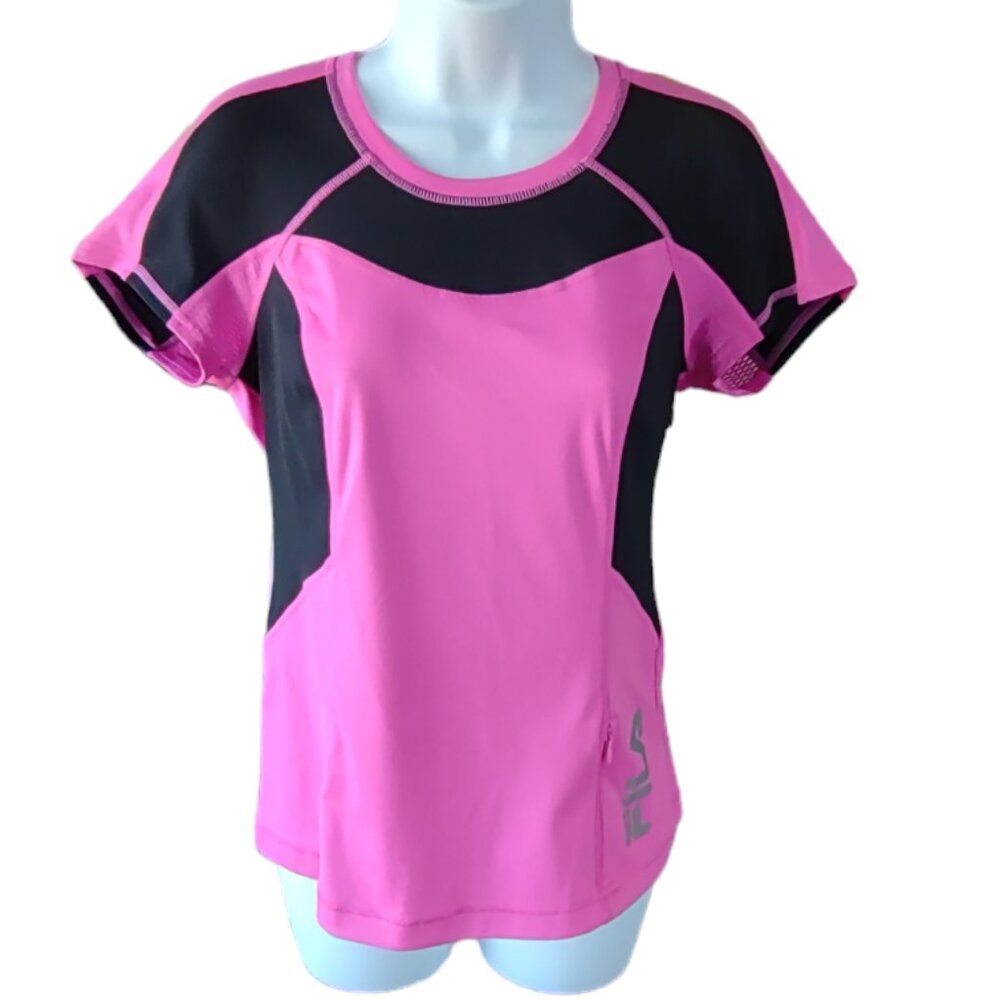FILA Activewear Top Large Pocket Sz S Fuchsia Black - Picture 3 of 14